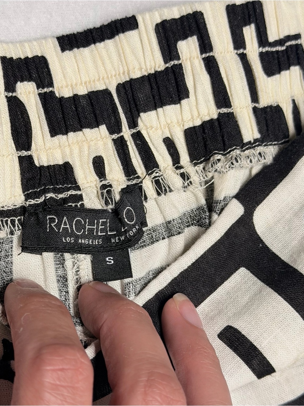 Rachel Zoe Black & White Geometric Wide-Leg Pants Sz S - Picture 3 of 6